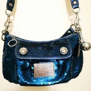Authentic Coach Poppy Blue Sequins Purse